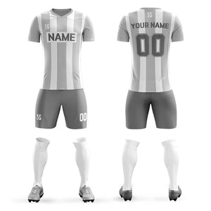 Custom Gray Casual Outdoor Soccer Sets Jersey