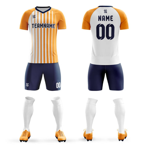 Custom Orange Black Printing Sportswear Soccer Sets Jersey