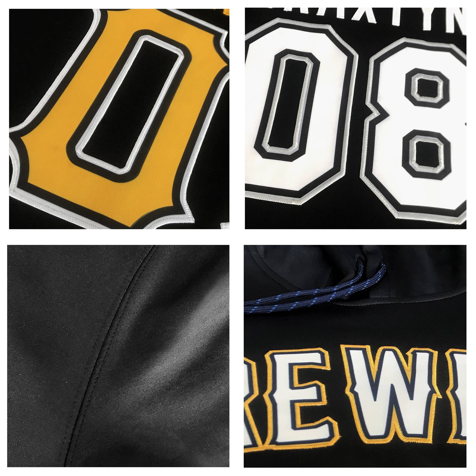 Custom Black Yellow Classic Style Sports Uniform Pullover Hoodie