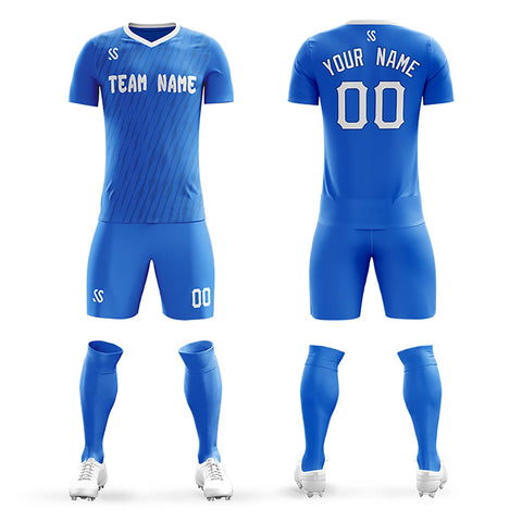 Custom Royal Printing Outdoor Breathable Soccer Sets Jersey