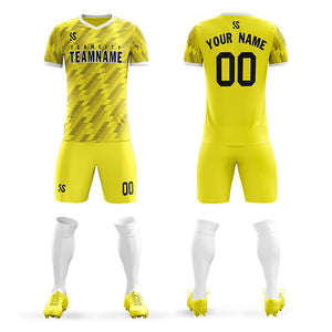 Custom Yellow Printing Outdoor Tracksuit Soccer Sets Jersey