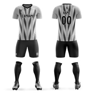 Custom Gray Printing Outdoor Breathable Soccer Sets Jersey