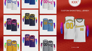 Custom Light Blue Yellow-Navy Classic Tops Fashion Sportwear Basketball Jersey