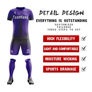 Custom Purple Black Soft Training Uniform Soccer Sets Jersey