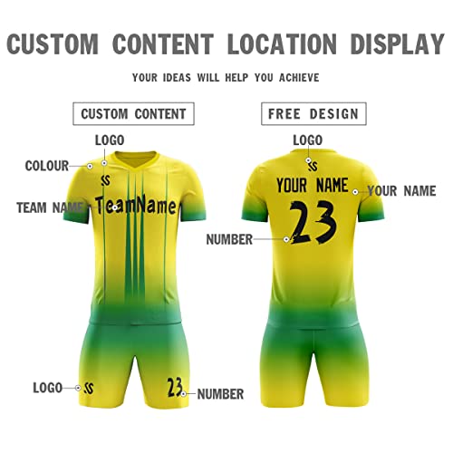 Custom Yellow Green Soft Training Uniform Soccer Sets Jersey