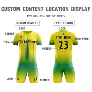 Custom Yellow Green Soft Training Uniform Soccer Sets Jersey