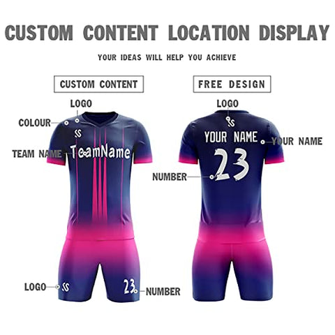 Custom Navy Pink Soft Training Uniform Soccer Sets Jersey