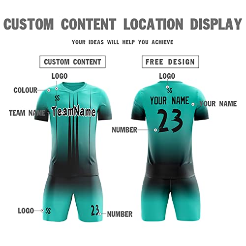 Custom Teal Black Soft Training Uniform Soccer Sets Jersey