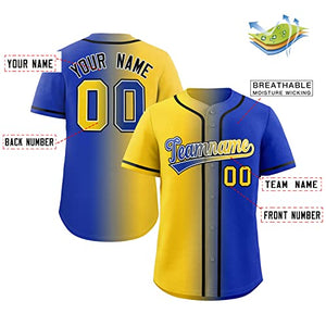 Custom Royal Gold-Black Gradient Fashion Authentic Baseball Jersey