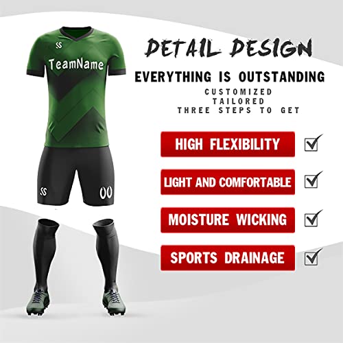 Custom Green Black-White Soft Training Uniform Soccer Sets Jersey