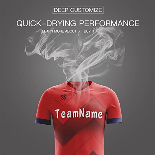 Custom Red Navy Soft Training Uniform Soccer Sets Jersey