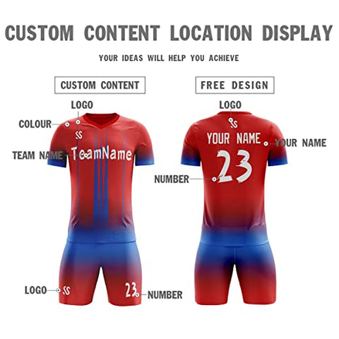 Custom Red Blue Soft Training Uniform Soccer Sets Jersey