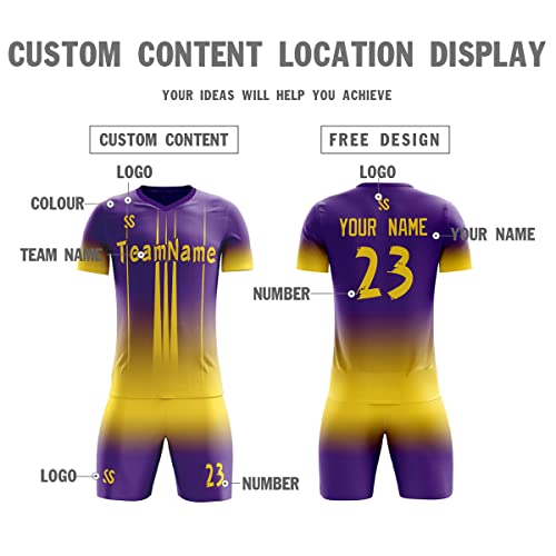 Custom Purple Gold Soft Training Uniform Soccer Sets Jersey