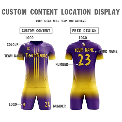 Custom Purple Gold Soft Training Uniform Soccer Sets Jersey