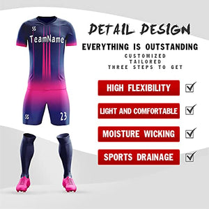 Custom Navy Pink Soft Training Uniform Soccer Sets Jersey