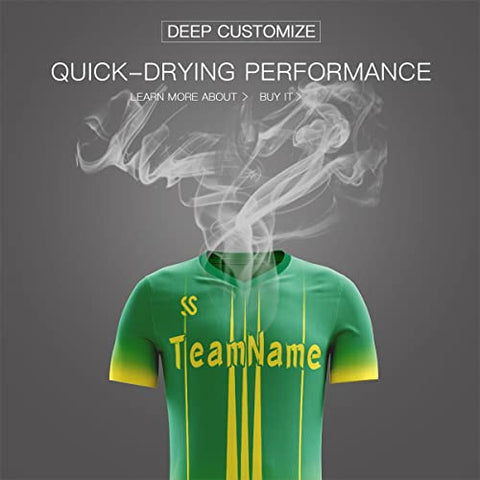 Custom Green Yellow Soft Training Uniform Soccer Sets Jersey