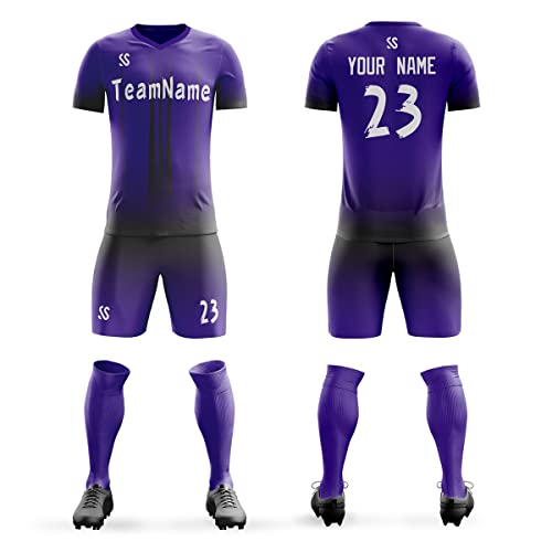 Custom Purple Black Soft Training Uniform Soccer Sets Jersey