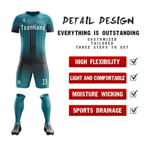 Custom Teal Black Soft Training Uniform Soccer Sets Jersey