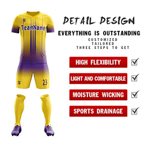 Custom Yellow Purple Soft Training Uniform Soccer Sets Jersey