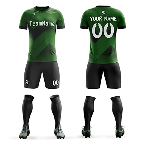 Custom Green Black-White Soft Training Uniform Soccer Sets Jersey