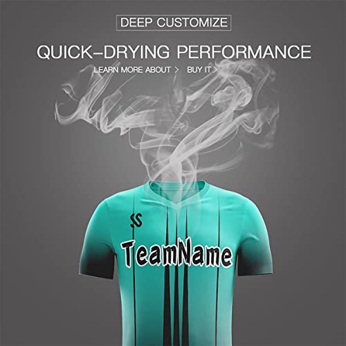 Custom Teal Black Soft Training Uniform Soccer Sets Jersey