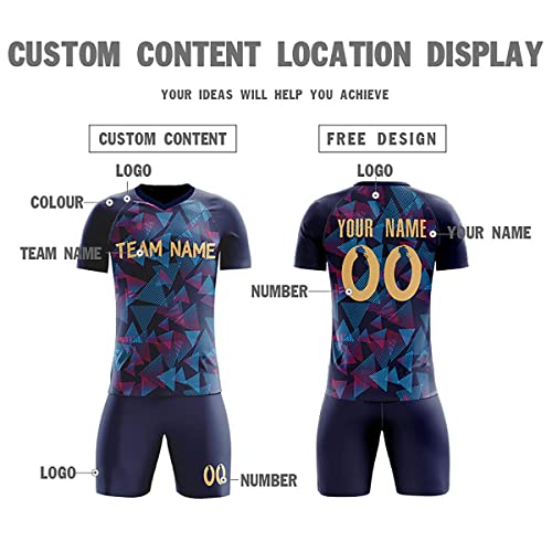 Custom Navy Yellow Sports Training Soccer Sets Jersey