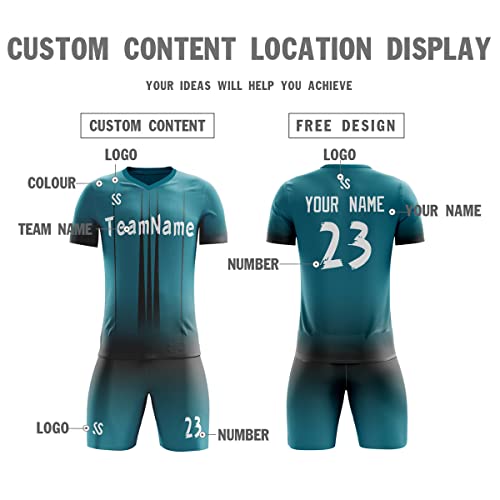 Custom Teal Black Soft Training Uniform Soccer Sets Jersey