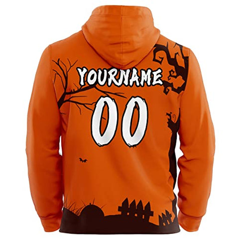 Custom Stitched Sportwear Orange Graffiti Pattern Pullover Hoodie