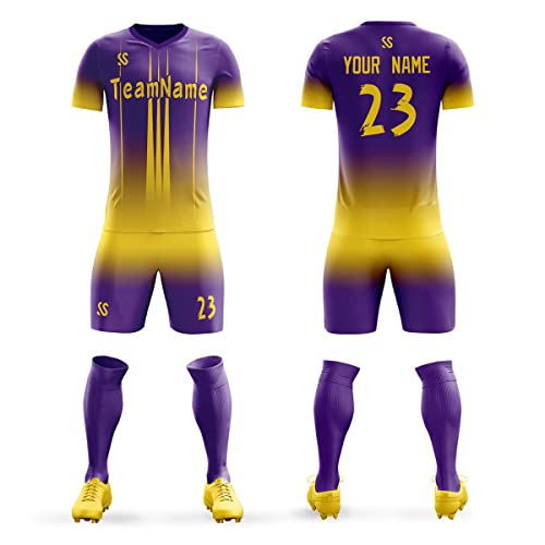 Custom Purple Gold Soft Training Uniform Soccer Sets Jersey