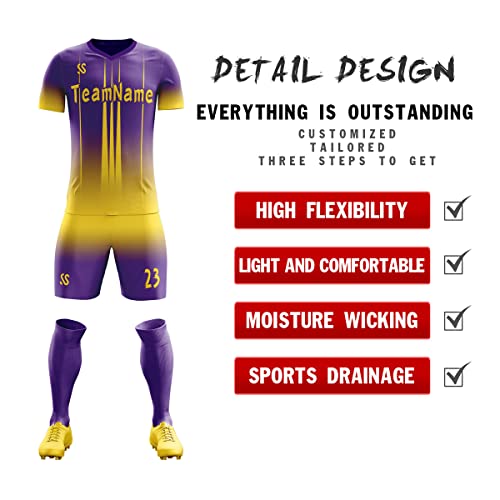 Custom Purple Gold Soft Training Uniform Soccer Sets Jersey