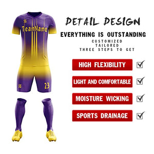 Custom Purple Gold Soft Training Uniform Soccer Sets Jersey