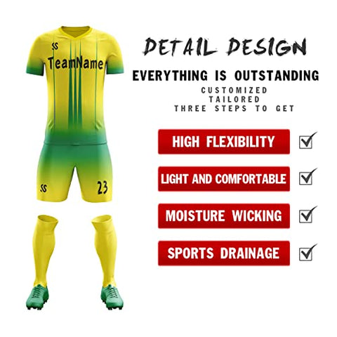 Custom Yellow Green Soft Training Uniform Soccer Sets Jersey
