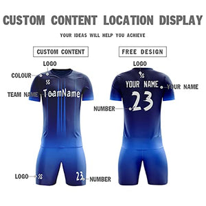 Custom Navy White Sports Training Soccer Sets Jersey