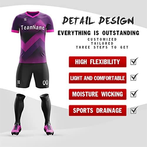 Custom Purple Black-White Soft Training Uniform Soccer Sets Jersey