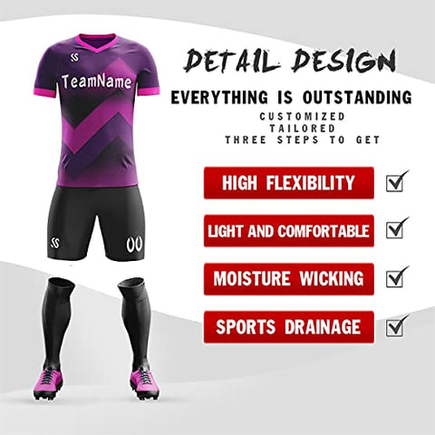 Custom Purple Black-White Soft Training Uniform Soccer Sets Jersey