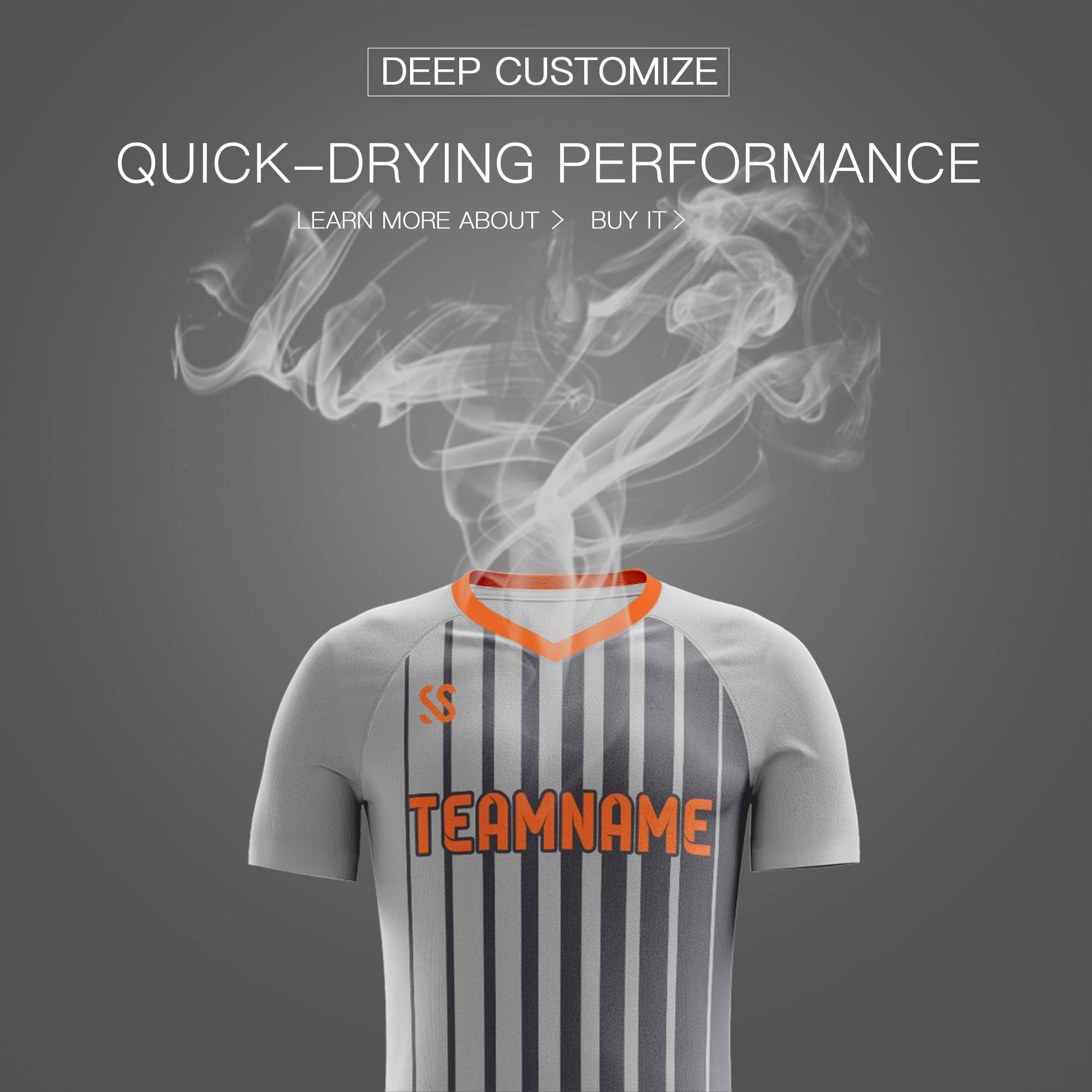 Custom Gray Orange Casual Printing Sportswear Soccer Sets Jersey