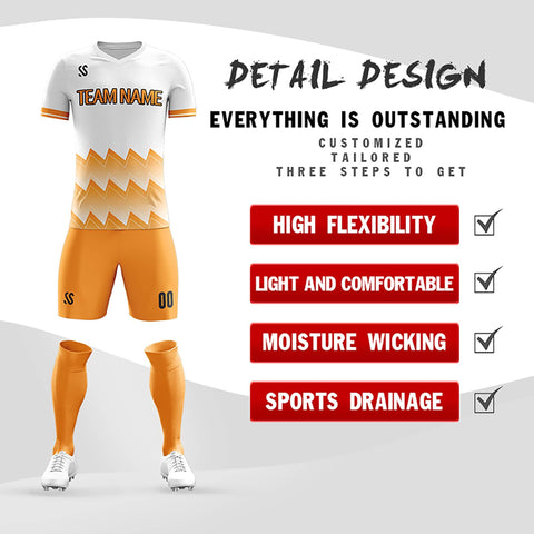Custom Orange Printing Outdoor Breathable Soccer Sets Jersey