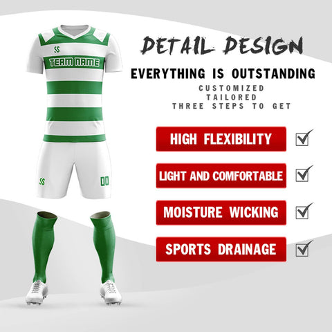 Custom Green Casual Printing Sportswear Soccer Sets Jersey