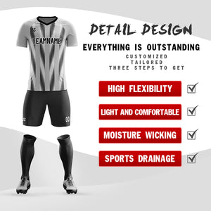 Custom Gray Printing Outdoor Breathable Soccer Sets Jersey