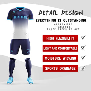 Custom Navy Printing Sportswear Soccer Sets Jersey