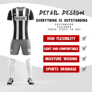 Custom Black Gray Casual Outdoor Soccer Sets Jersey