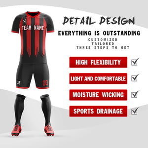 Custom Black Printing Outdoor Tracksuit Soccer Sets Jersey