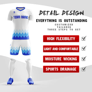 Custom White Royal Printing Sportswear Soccer Sets Jersey