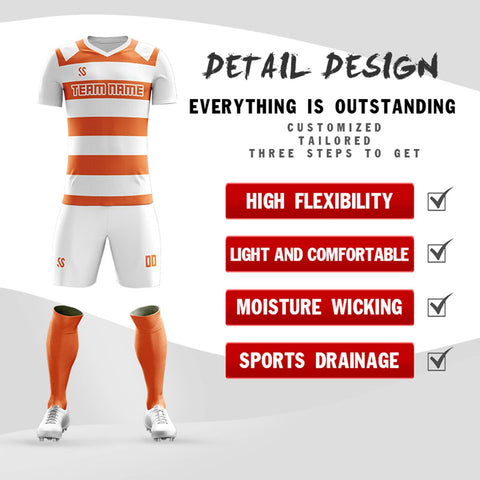 Custom Orange Casual Printing Sportswear Soccer Sets Jersey