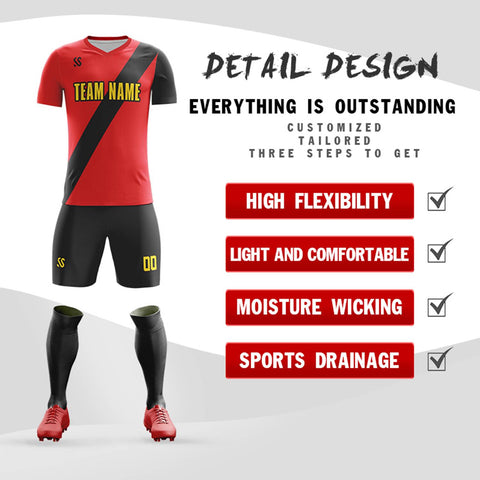 Custom Red Yellow-Black Casual Printing Sportswear Soccer Sets Jersey