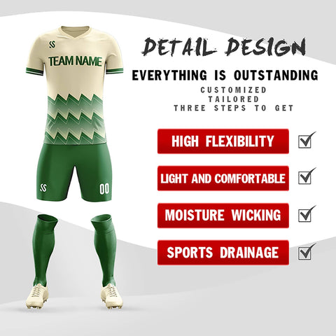 Custom Green Printing Outdoor Breathable Soccer Sets Jersey
