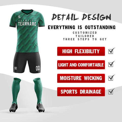 Custom Green Printing Outdoor Tracksuit Soccer Sets Jersey