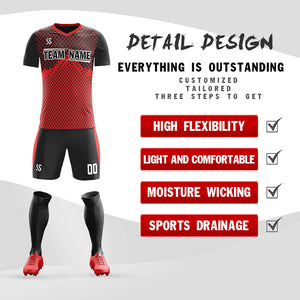 Custom Red Printing Outdoor Tracksuit Soccer Sets Jersey