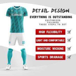 Custom Teal Printing Outdoor Tracksuit Soccer Sets Jersey