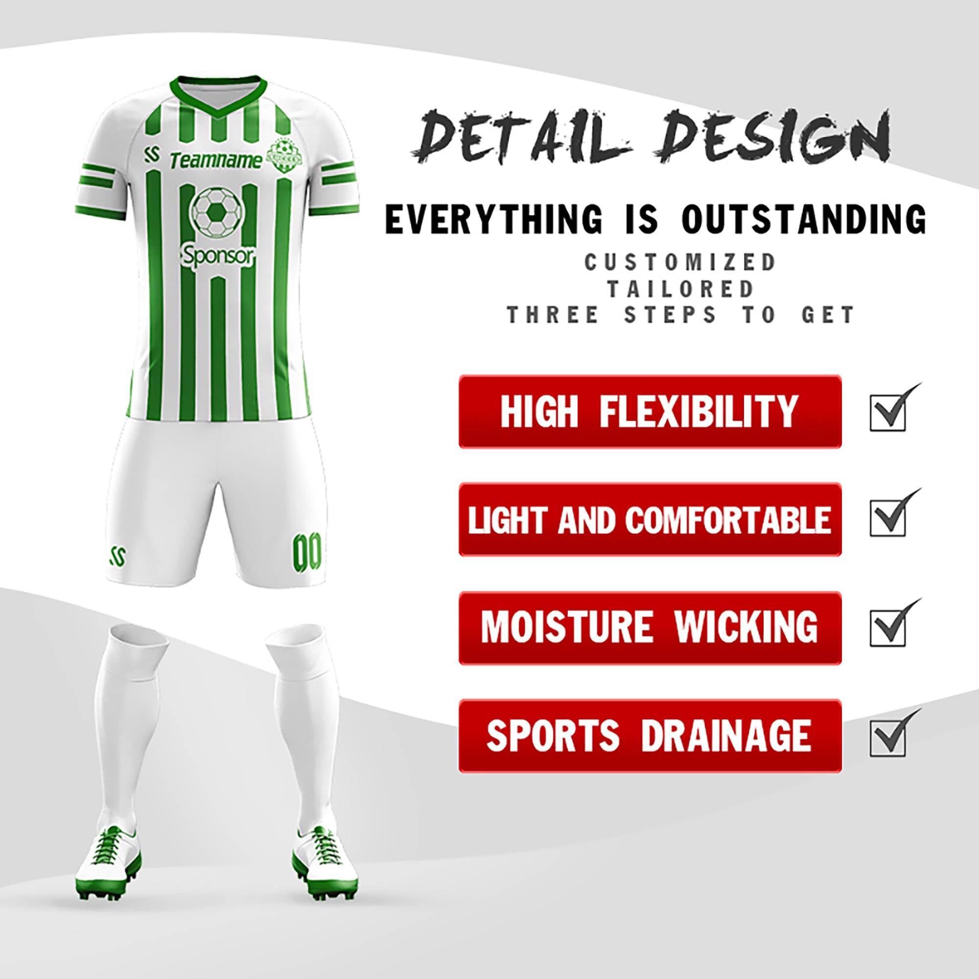 Custom Green Printing Sportswear Soccer Sets Jersey